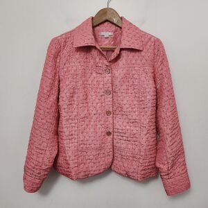 ERIN Women's Pink Collared Button Front Dress Jacket Petite Size PM